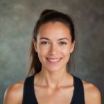 Professional headshot of a satisfied female yoga student with a peaceful expression for testimonials